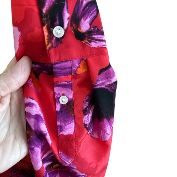 NWT Banana Republic Dillon blouse, long sleeve button up, vibrant, poppy pattern - Picture 5 of 7